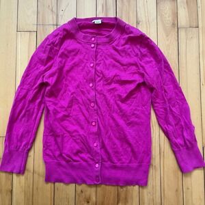 J Crew The Clare Cardigan Womens Small Magenta Pink 100% Cotton Cardigan Sweater